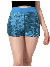 70s Costume Light Blue Sequin Shorts - Womens 70s Disco Costumes 